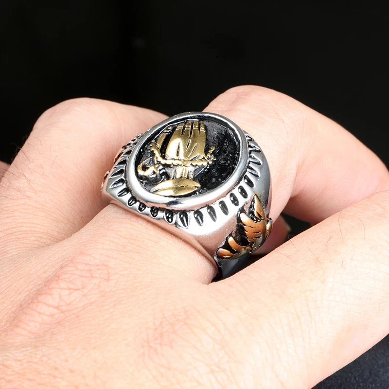 

Vintage Christian Pray Hand Ring Gold/Silver Color Stainless Steel Peace Dove Prayer Ring Men and Women Fashion Lucky Jewelry