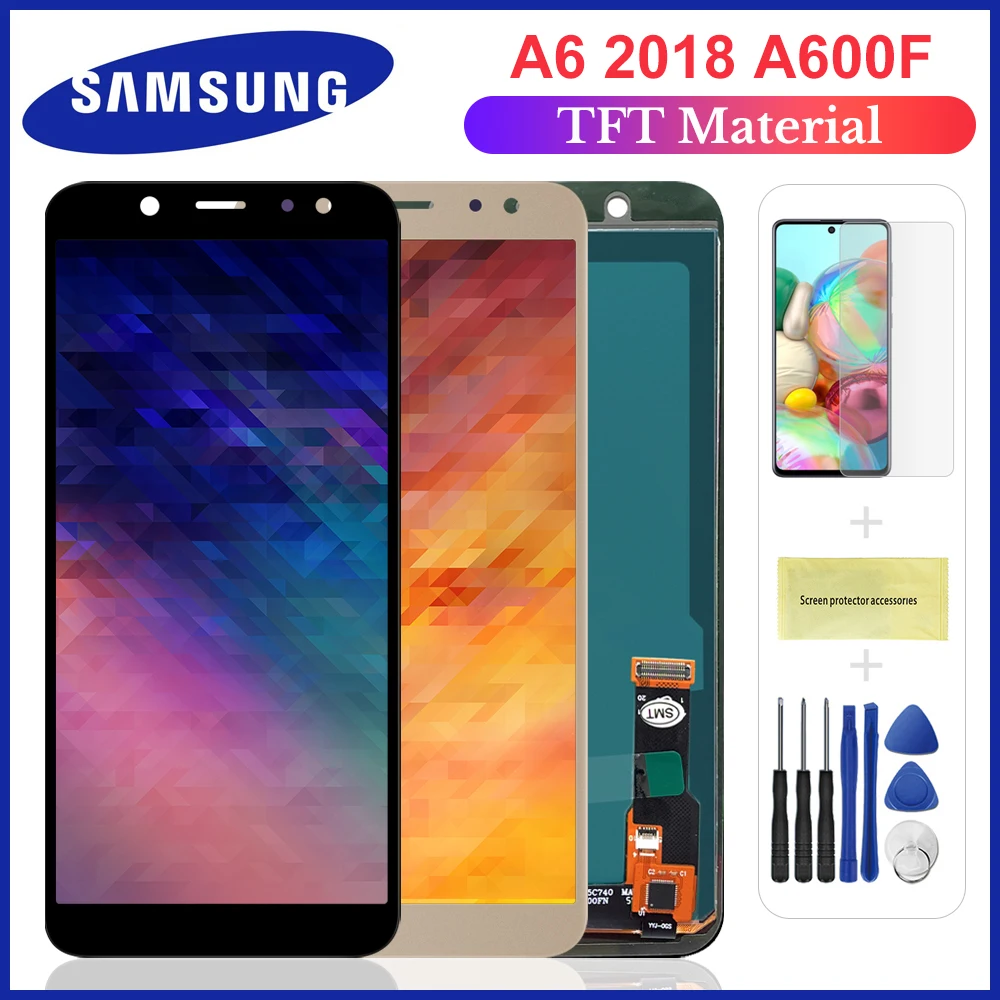 ЖК-дисплей 5 6 дюйма с регулировкой яркости для Samsung Galaxy A6 2018 A600F A600FN сенсорным