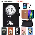 Умный чехол для iPad Pro 11 2020, Чехол для iPad Pro 11 дюймов 2020, чехол для планшета с мультяшным котом, силиконовая подставка из искусственной кожи, чехол + подарок