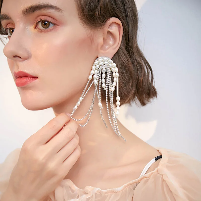 Серьги кисточки Rongho ручной работы с кристаллами в стиле хип хоп для женщин серьги