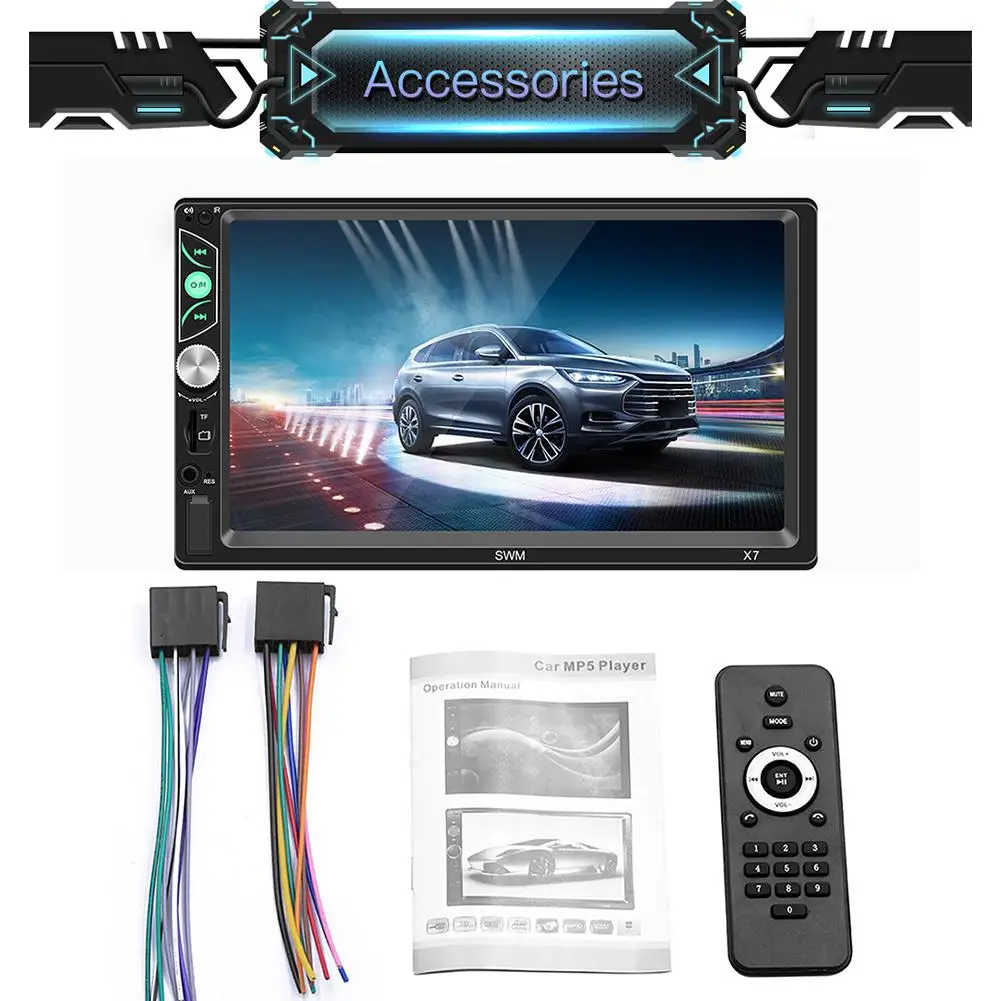 Adeeing HD 7 дюймов Bluetooth MP5 плеер Автомобильное видео MP4 мобильное соединение RCA аудио