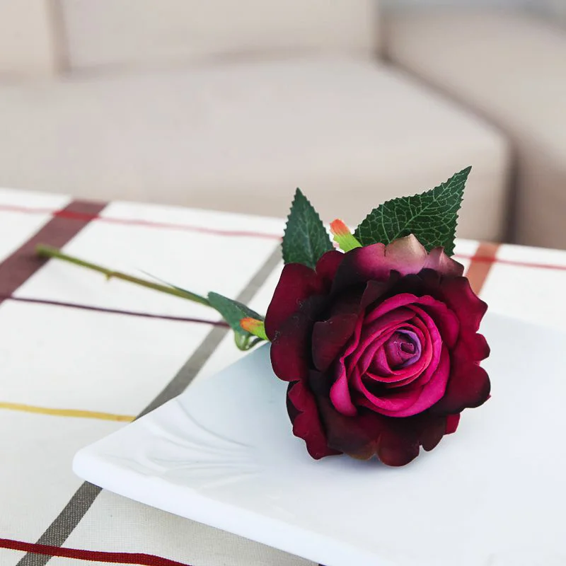 9 см шелковые Чайные розы букет невесты на Рождество свадьбу Новогоднее