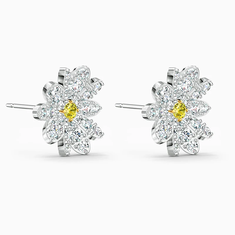 

2020 SWA Fashion Jewelry New ETERNAL FLOWER Pierced Earrings White Gold Daisy Crystal Elegant Give Women A Romantic Love Gift