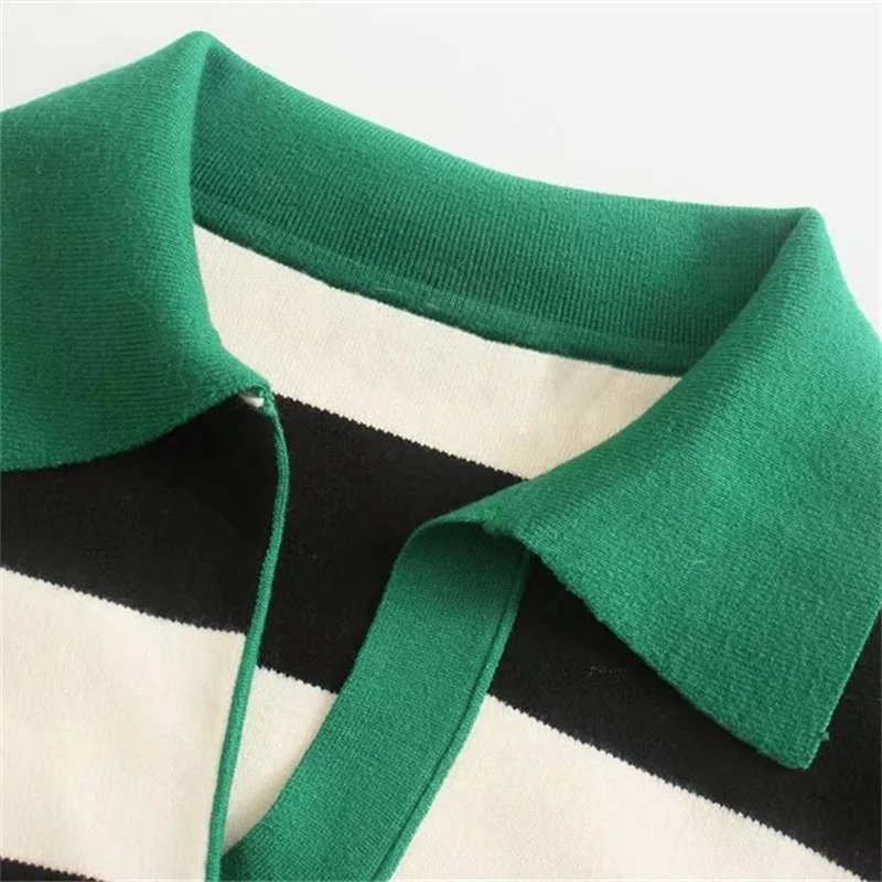 Женский элегантный вязаный пуловер-поло в стиле пэчворк осень 2021 Модный женский