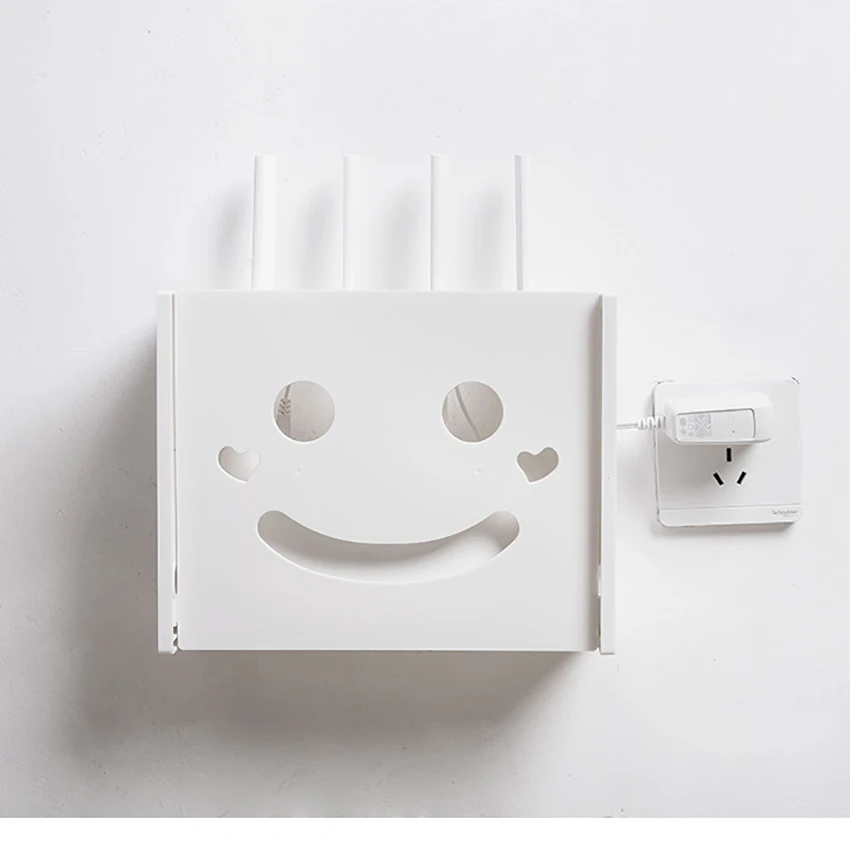 С милым улыбающимся смайликом Wi-Fi маршрутизатор ящик для хранения пластиковые
