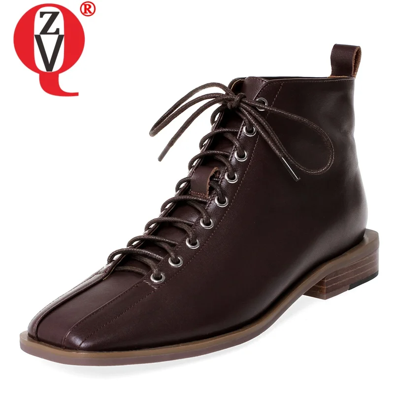 ZVQ/Женская обувь Новинка 2019 года модные зимние ботильоны из натуральной кожи с