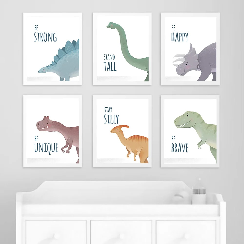 

Cartoon Animal Dinosaur Canvas Painting Wall Art Nordic Posters and Prints Wall Pictures for Living Room Decoration Frameless