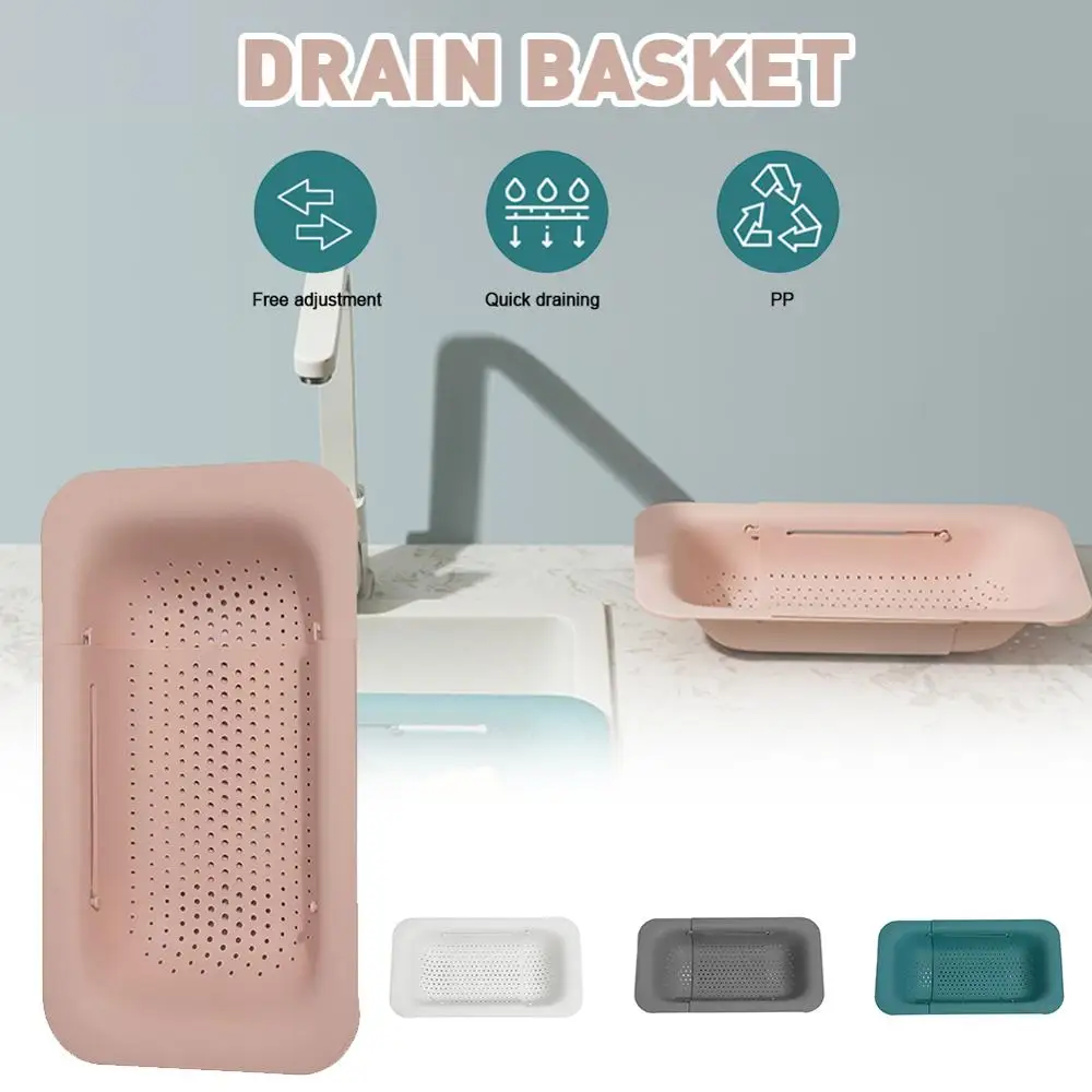 Telescopic Colander Over The Sink Kitchen Strainer Vegetable Fruits Dish Drying Rack Organizer Storage Basket | Дом и сад