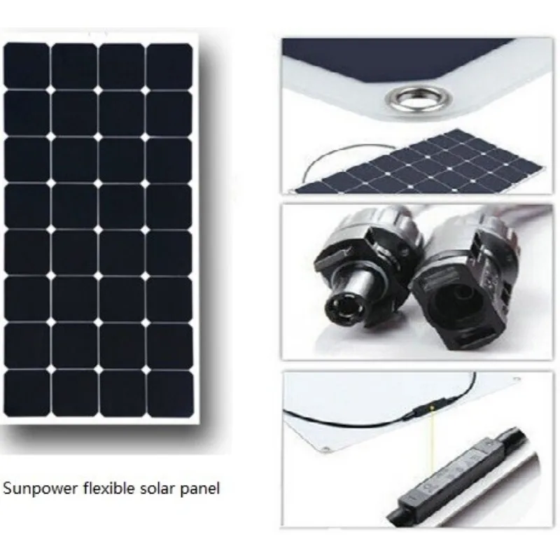 Монтажная Гибкая солнечная панель sunpower для автомобиля лодки 100 Вт батарея