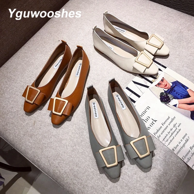 

Yguwooshes Spring and Autumn New pointed metal decorative women's single shoes zapatos de mujer ladies fashion shoes
