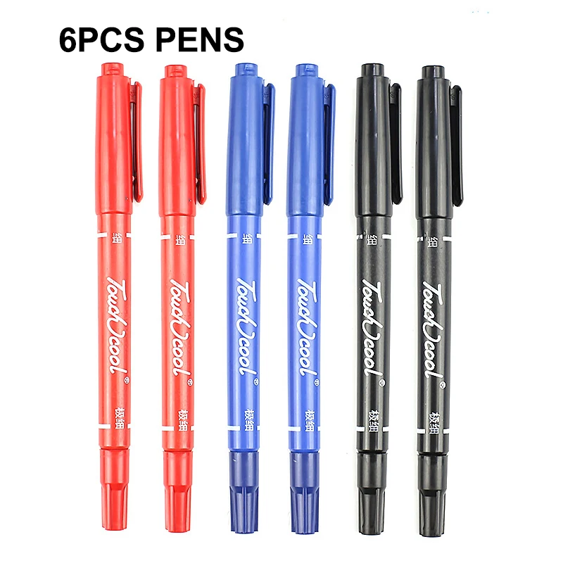 6 шт. Оптовая Продажа Двойная кончик Перманентный маркер ручка каллиграфия