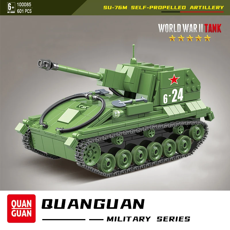 

WW2 Blocks SU-76M Tank Building Block Self-propelled Artillery Soviet Russian Army Military World War 2 Toys Gifts For Kids