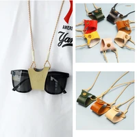 2022 new fashion hanging neck clip glasses bags women man portable case leather glasses lanyard cute protection cover