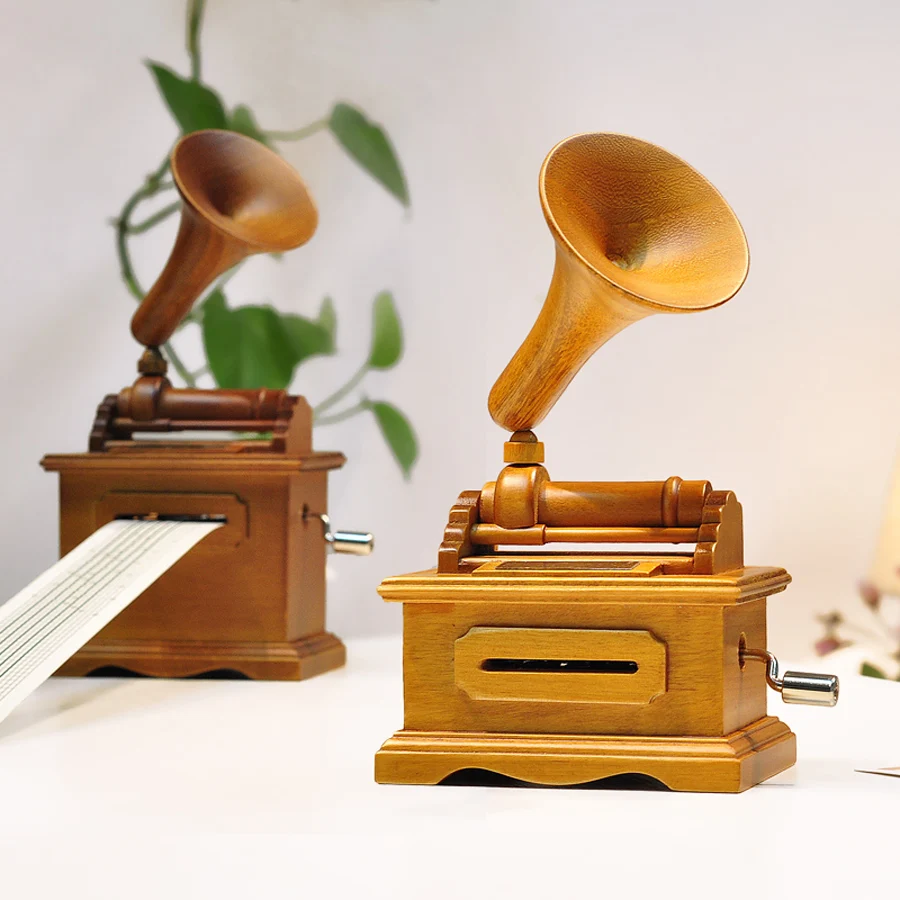 Деревянная музыкальная шкатулка винтажный граммофон сделай сам для любимой