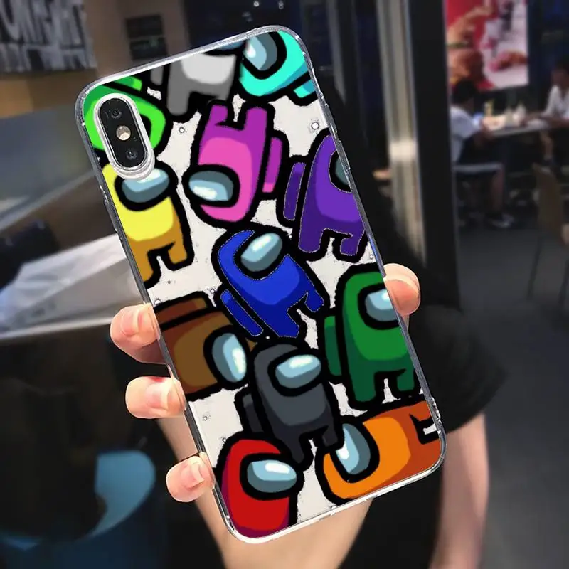 

Among Us game funny cute Phone Case Transparent soft For iphone 5 6 7 8 11 12 s c se plus mini x xs xr pro max cover shell funda