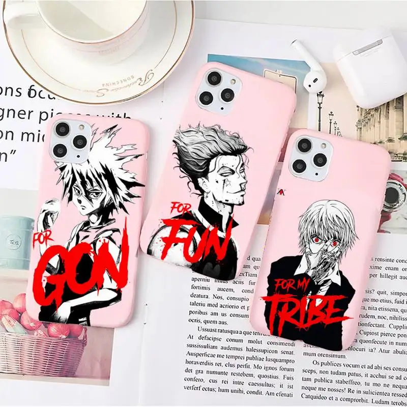 

hunter x hunter hisoka Phone Case Pink Candy Color for iPhone 6 7 8 11 12 s mini pro X XS XR MAX Plus
