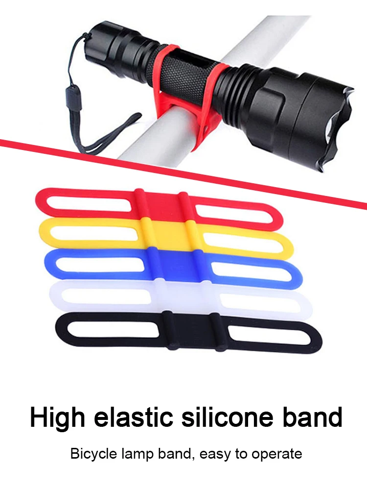 

Flashlight Bike Mount Silicone Strap Elastic Silicone Band Bicycle Light Strap for Odometer Mobile Phone Tools Pump