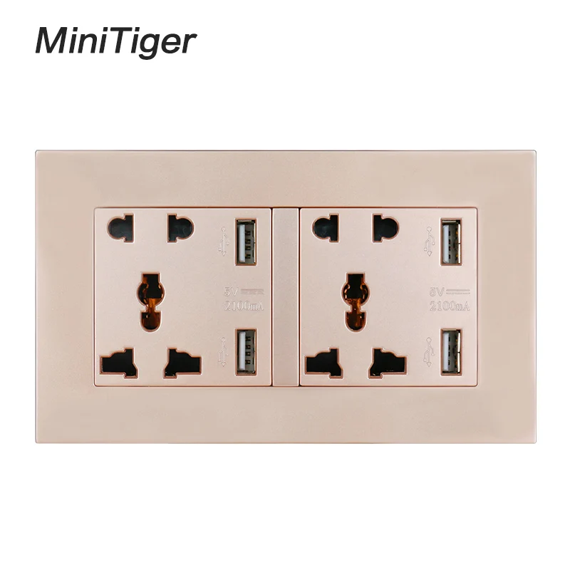 Настенная розетка Minitiger с 5 отверстиями и 4 USB-портами | Обустройство дома
