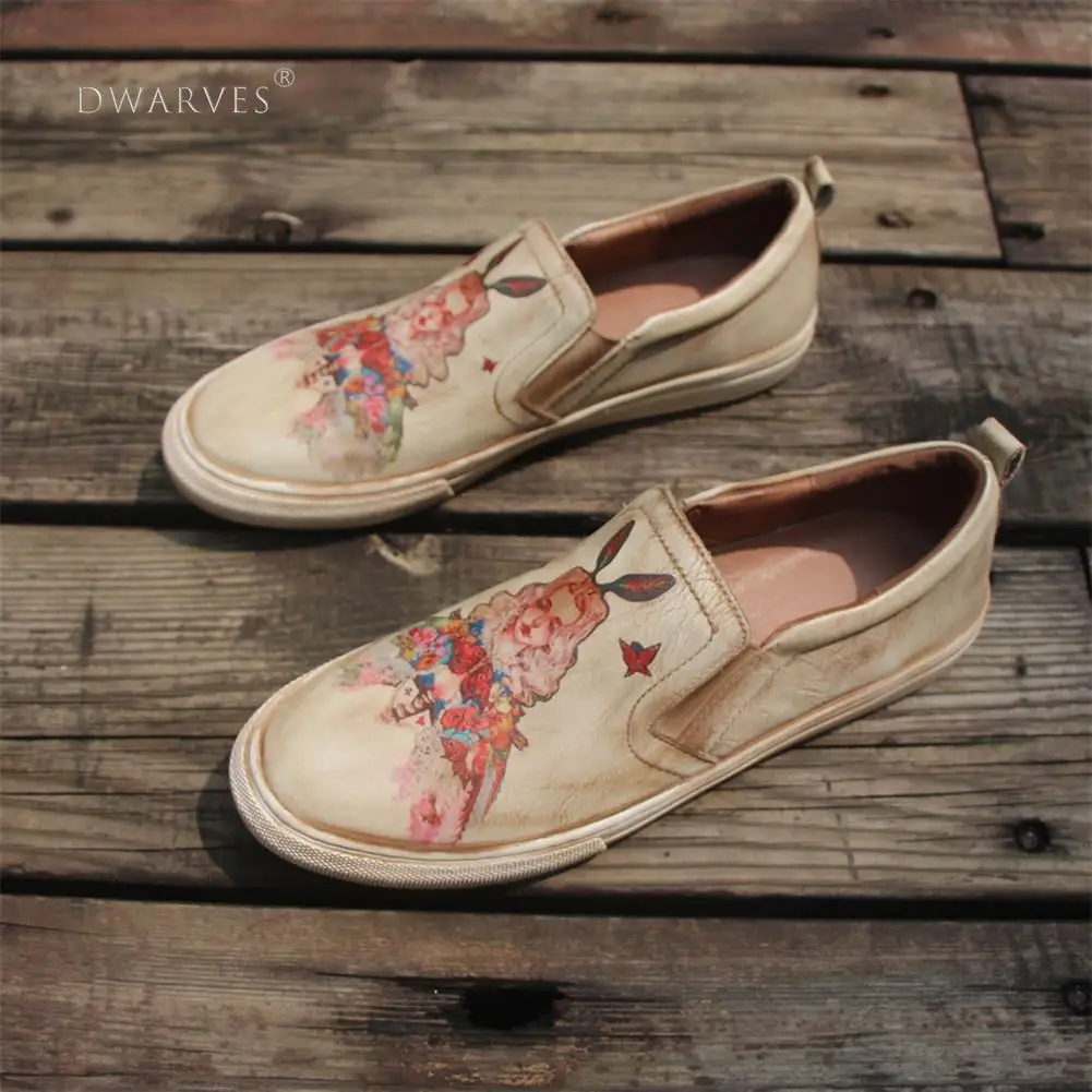 Женские низкие кроссовки ручной работы Модные кожаные Ручная роспись Принцесса |