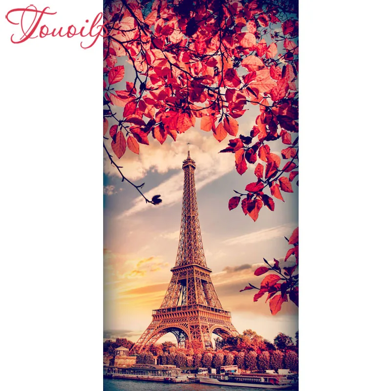 

Алмазная 5D Вышивка TOUOILP «сделай сам», круглая 5d картина «Эйфелева башня», вышивка крестиком, домашнее украшение