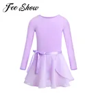 Детское шифоновое гимнастическое трико с юбкой; костюм для девочек; балетное танцевальное платье-пачка; балерина; сценический костюм; лирическая оценка