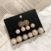european and american exaggerative oversize 6 pairs of pearl ear nail set elegant temperament and simple joker earrings earrings