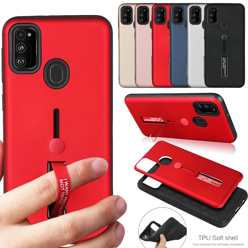 Однотонный чехол для телефона с кольцом петлей Samsung Galaxy M30S M20 M10 скрытое кольцо на