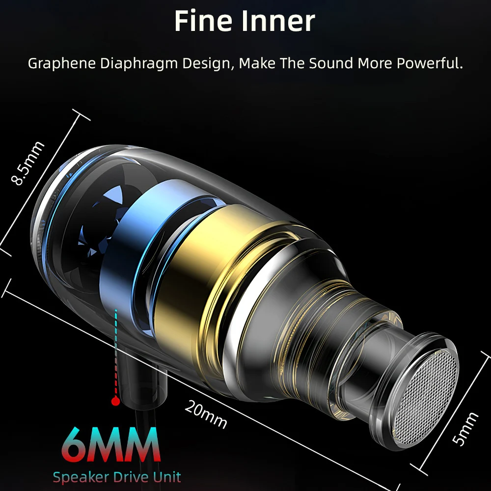 Маленькие наушники для бега с объемным звуком шумоподавлением проводные