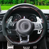 for volkswagen golf 7 gti golf r mk7 polo scirocco 2015 2016 car steering wheel cover anti slip black genuine leather suede