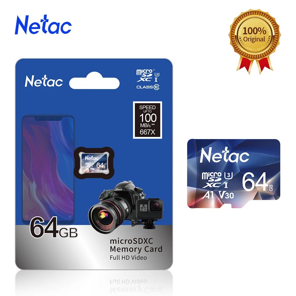 Карта памяти Netac Micro SD 64 гб 128 256 512 SD/TF флэш-карта карта U3 V30 класс 10 TF 100 MicroSD для