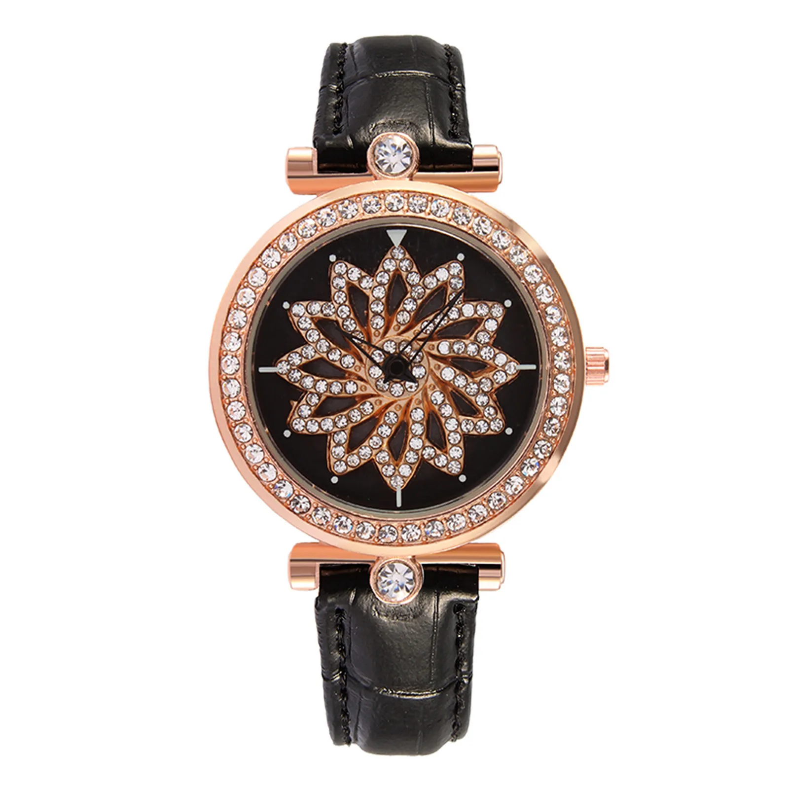 

2021 New Fashion Rotating Flower Surface Texture Belt Mesh Strap Watch Women Jewelry Valentine's Day Gift
