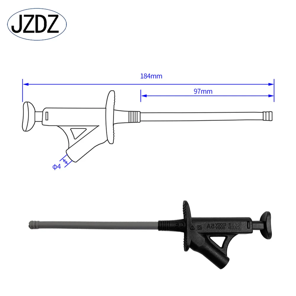 JZDZ Quick Test Hook Clip Professional Insulated High Voltage Flexible Testing Probe 4mm Banana Socket J.30042 | Инструменты