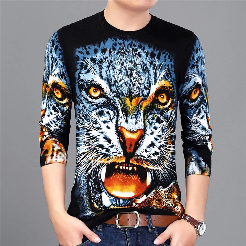 Весна 2020 мужской свитер с принтом животных приталенный пуловер Homme Chompas Hombre