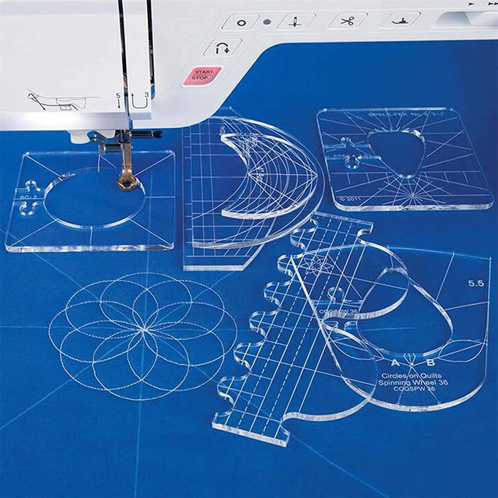 

6pcs Transparent Sewing Patchwork Ruler Gauge Sewing Yardstick Acrylic Ruler Diy Motion Free Sewing Template Rulers Accessories