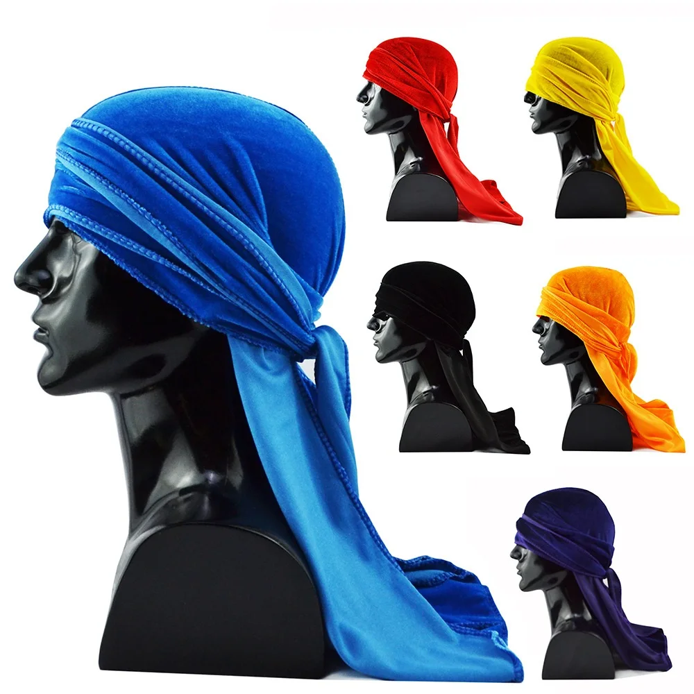

10pc Long Tail Turban Cap Women's Hat Men's Caps Woman Man Pirate Hats Male Female Durag Headwraps Headwear Hair Accessories