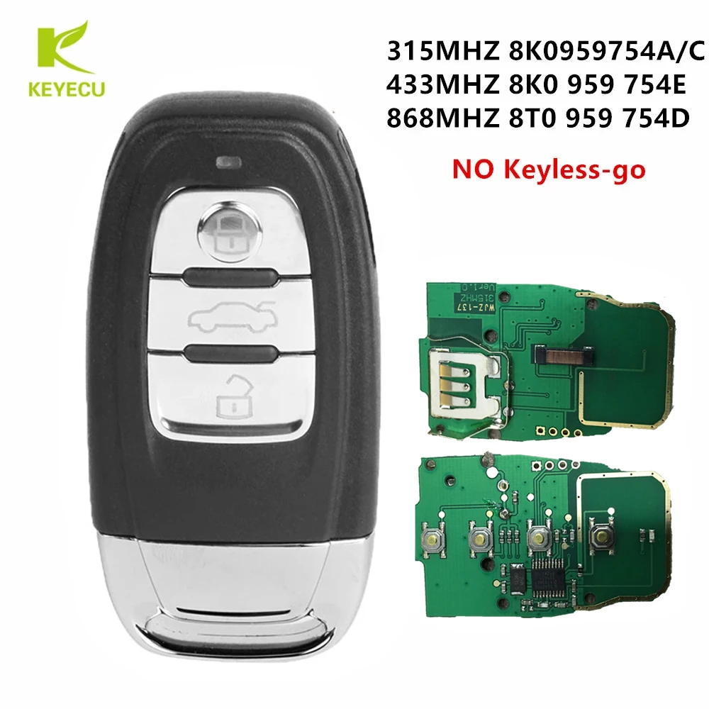 Дешевый умный ключ KEYECU с 3 кнопками дистанционный 315 МГц 8K0 959 754 C/433 МГц/868 8T0 754D для