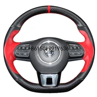 for mg6 mg3 hs zs gs gt diy hand sewn car steering wheel cover top carbon fiber leather
