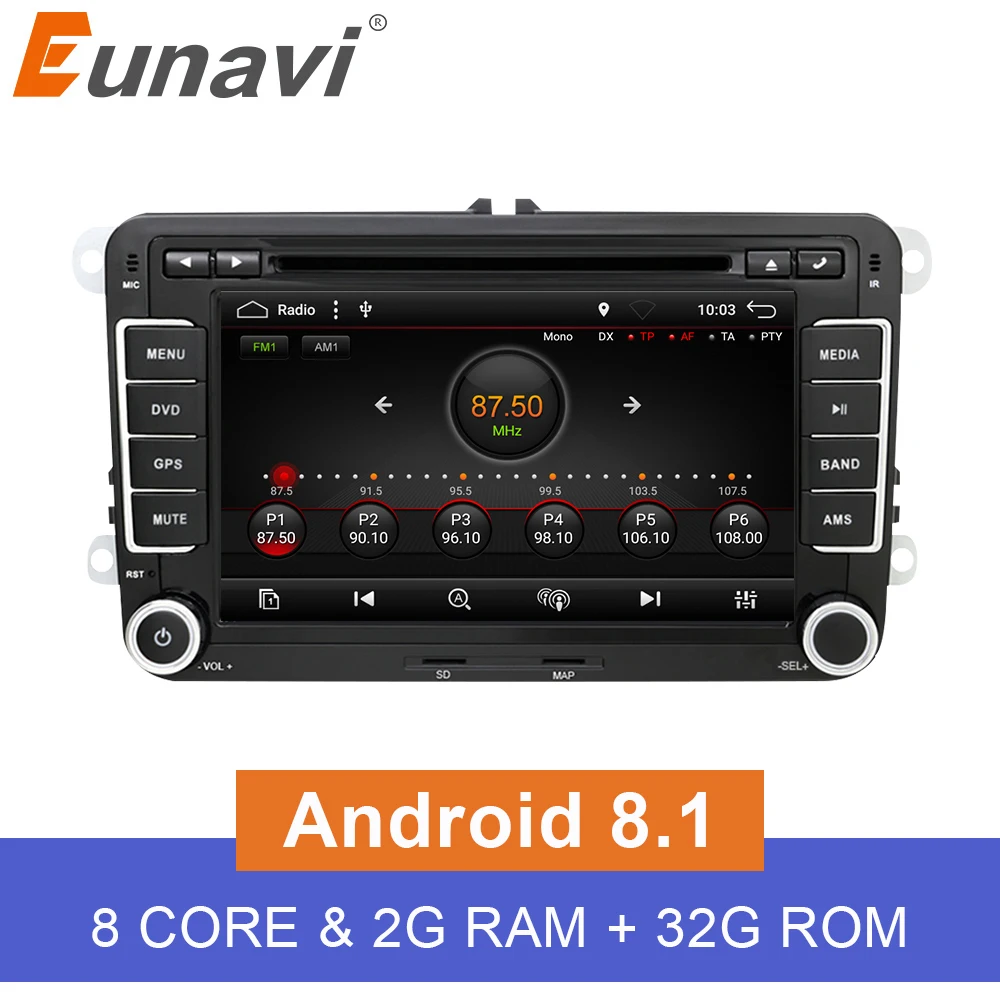 Eunavi 7'' 2 Din Android 8.1 Car Dvd Player Octa Core Gps Radio For VW GOLF 6 Polo Bora JETTA B6 PASSAT Tiguan SKODA OCTAVIA |