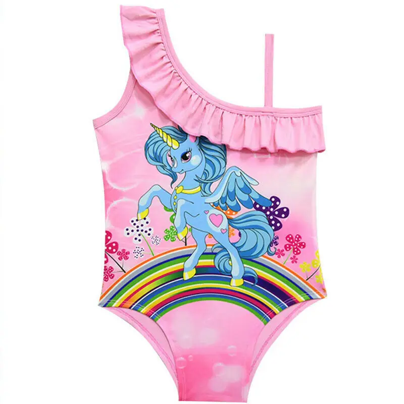 

Baby Girls Swimwear Cartoon Rainbow Unicorn Summer Beach Swimsuit One Piece Bathing Suit