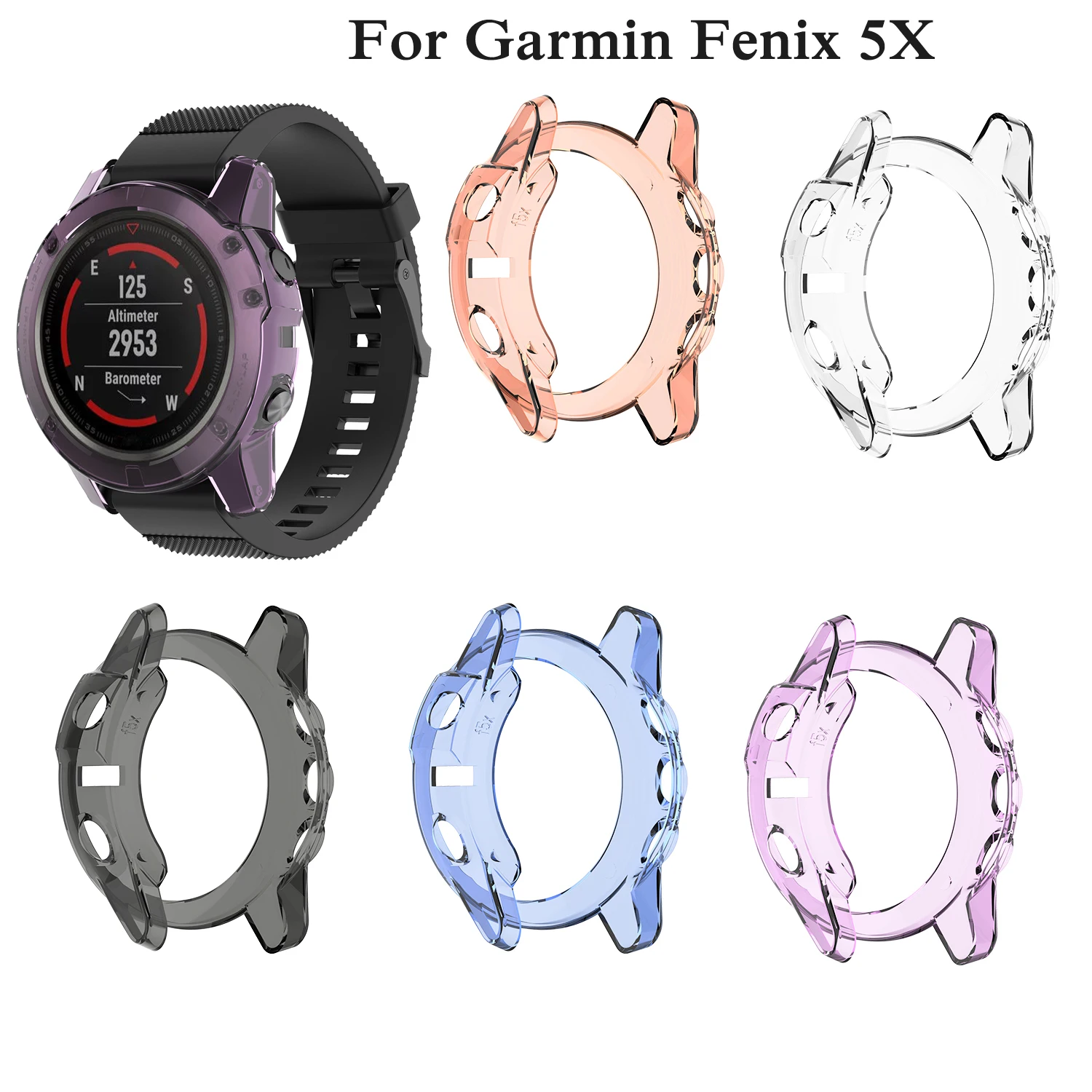 Мягкий силиконовый чехол для смарт часов Garmin Fenix 5x TPU защитная рамка сменный