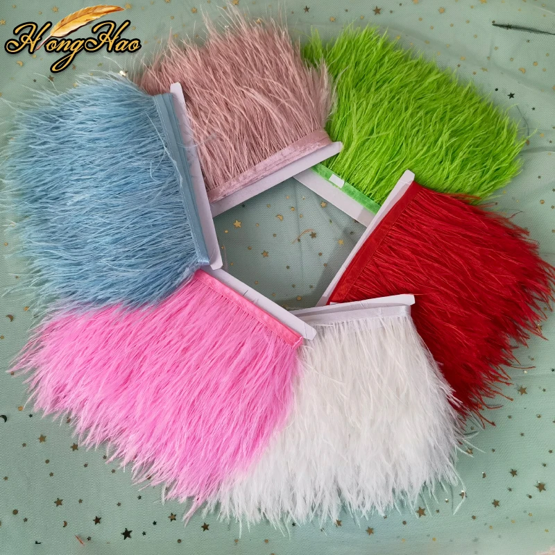1 meter 8-10cm Multicolor Real Ostrich feather Trims Ribbon 
