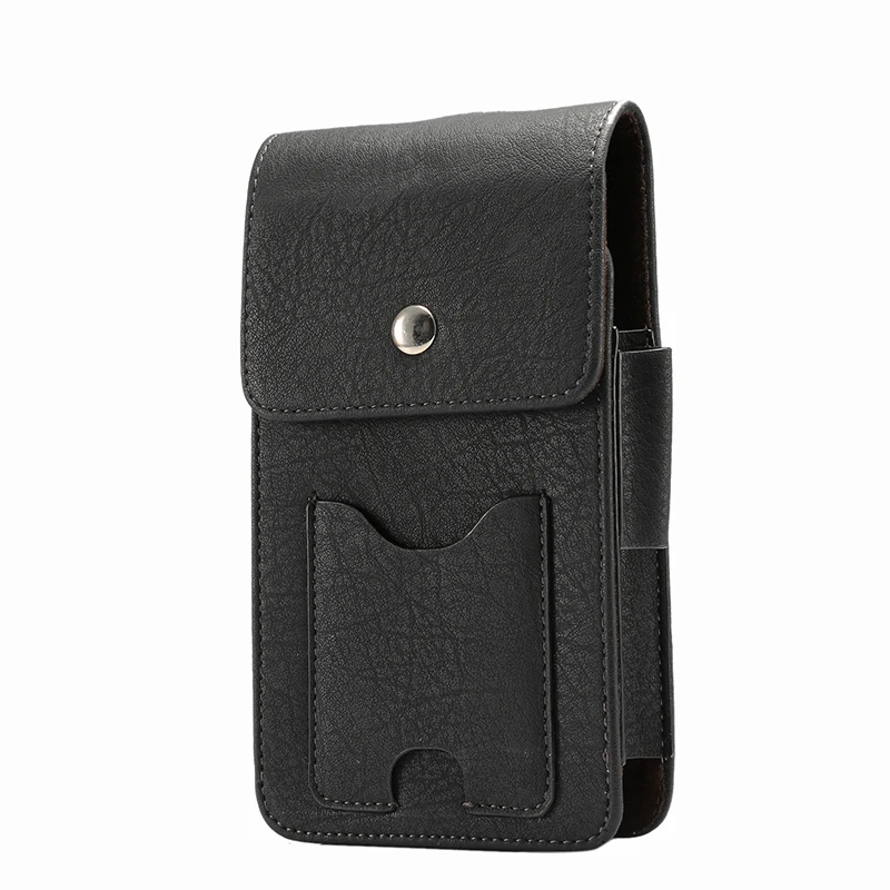 Black Кожаный поясной чехол для телефона samsung Note 10 10+ S10 S9 iPhone XS Max XR X 8 7 6 6S Plus 6,8 дюймовая крышка телефона Зажим для ремня - Цвет: Black