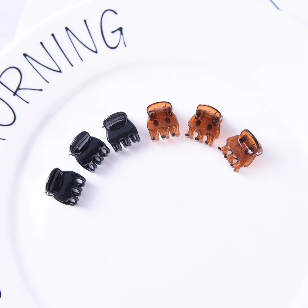 24 шт./компл. Мини милый зажим для волос 6 когтей черный кофе пластиковый Корейская