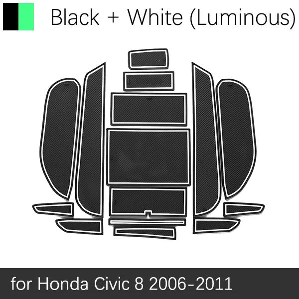 White Luminous Противоскользящие резиновые чашки подушки Салонные подложки для Honda Civic Тип R FA FD 2006~ 2011 2007 2010 8th Gen Мобильные аксессуары, телефоны, и так далее - Название цвета: White Luminous