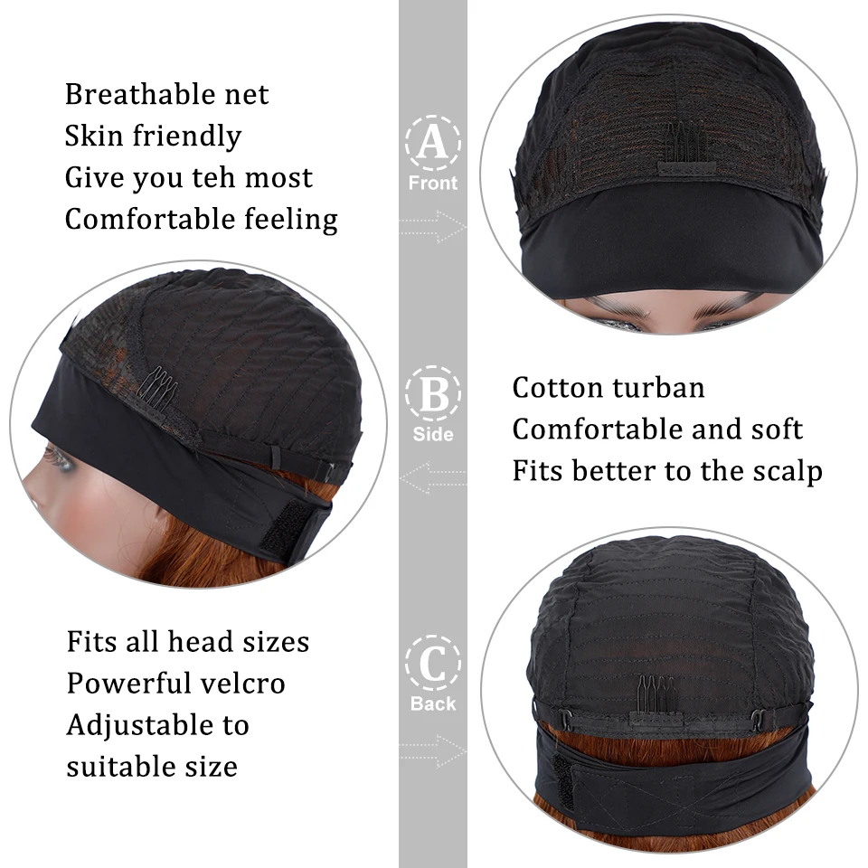 

FORCUTEU Short Water Wave Bob Headband Wig Synthetic Women's Wigs Short Wavy Brown Half Hair Wigs with Headband Glueless