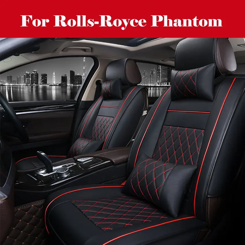 

Black Luxury PU Leather Full Set Seat Cover Cushion For Car Interior Accessories For Rolls-Royce Phantom