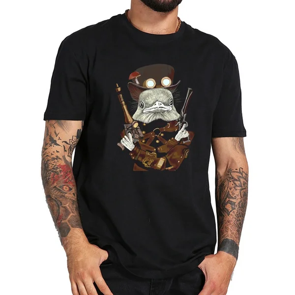 

wild west bird ranger with mushroom hat Summer Tops Tees T-shirts Men/Women Print Men Loose O-neck Short Sleeve