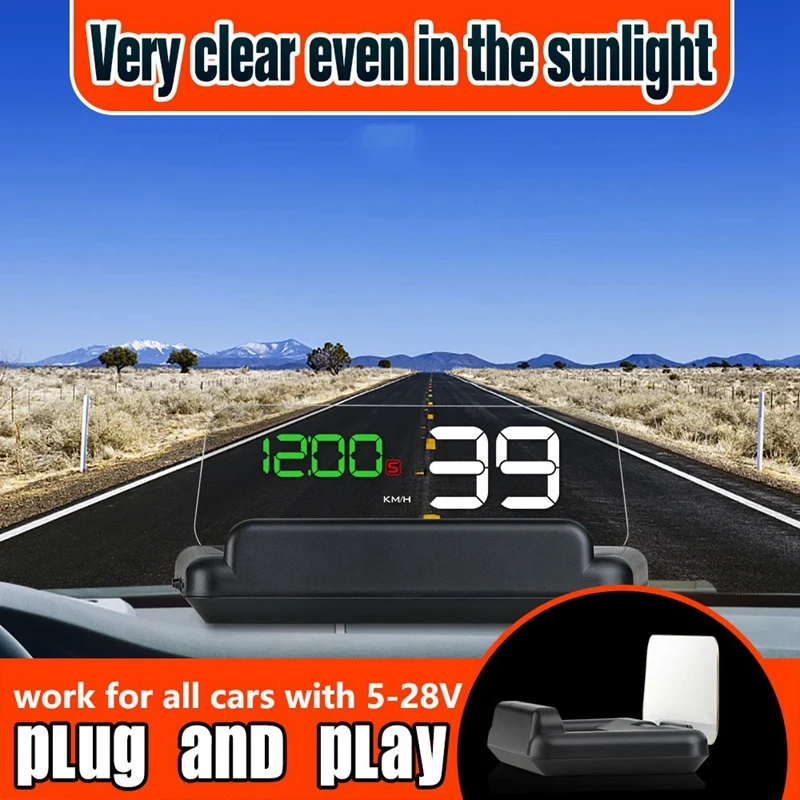 

Universal Car Hud Head Up Display, 3.6 Inch 4K Hd Transparent Display Board Digital Speedometer Led Projector