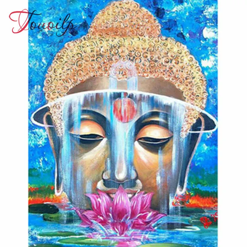Полноразмерная 5D картина из страз сделай сам лотос Будда 3D Алмазная вышивка