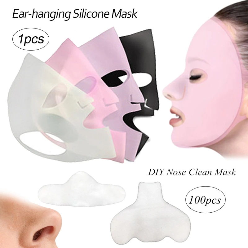 

Silicone Face Mask 4Colors Gel Sheet Reusable Women Moisturizing Lifting Anti Wrinkle Firming Ear Fixed Skin Care Tool